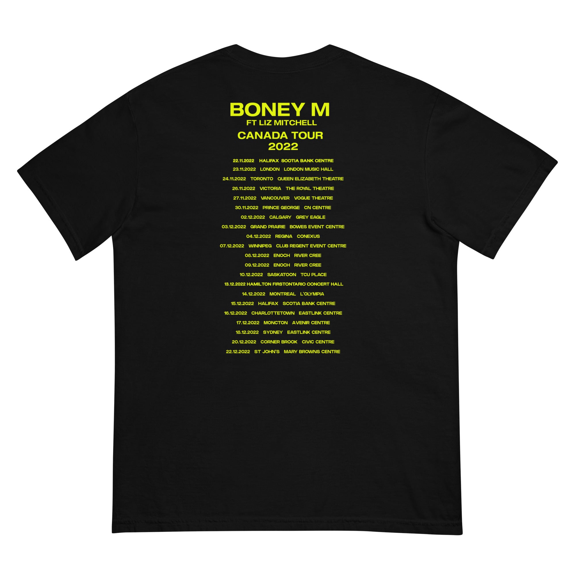 Boney M Neon Green Canada Tour Dates T-Shirt